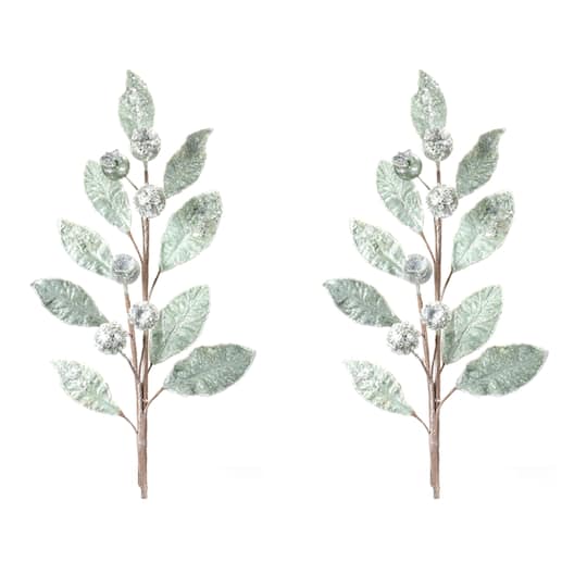 Glittered Pod Leaf Spray, 2ct. By Melrose in Green | 2 ft | Michaels®